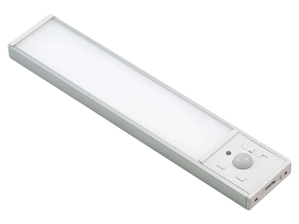 LUXULA LED-Schrankleuchte mit Bewegungsmelder, 2,2W, 70lm, CCT, IP20, dimmbar, silber, 20cm