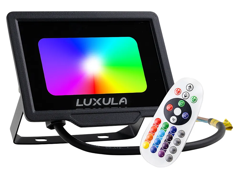 LUXULA RGB LED-Fluter LX400181, 20W, IP65, schwarz, mit Fernbedienung