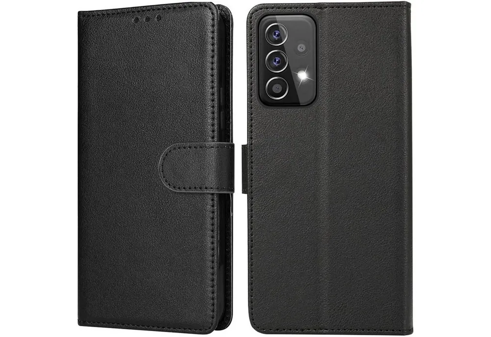LuxusKollektion Flip Case Handyhülle Klapphülle Leder Wallet Samsung Galaxy A53 5G Schwarz