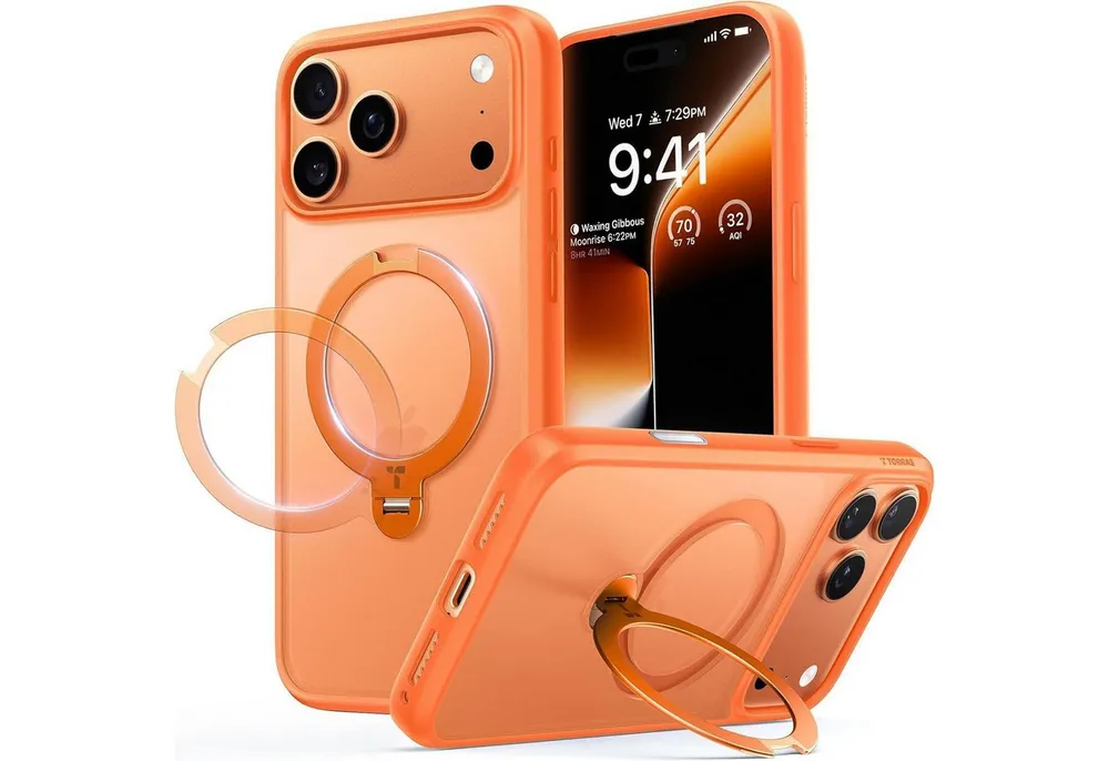 LuxusKollektion Smartphone-Hülle Handyhülle iPhone 17 Pro Max MagSafe Ständer iPhone 17 Pro Max Orange