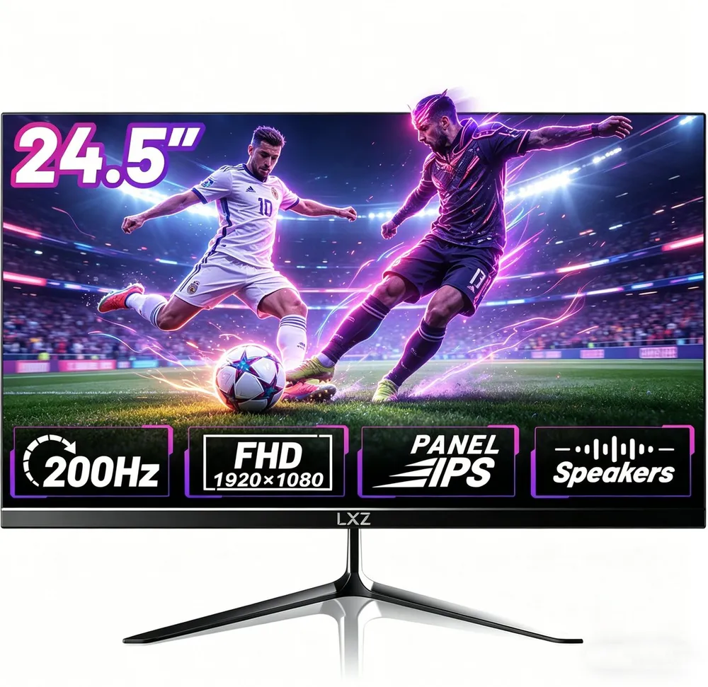 LXZ 24.5 Zoll, 200Hz, IPS Panel, FHD integrierten Lautsprecher Gaming-Monitor (63 cm/24.5 ", 1920 x 1080 px, FHD, 1 ms Reaktionszeit, 200 Hz, IPS, HDR10, FPS/RTS Modes, 200Hz, Integrierten Lautsprecher)