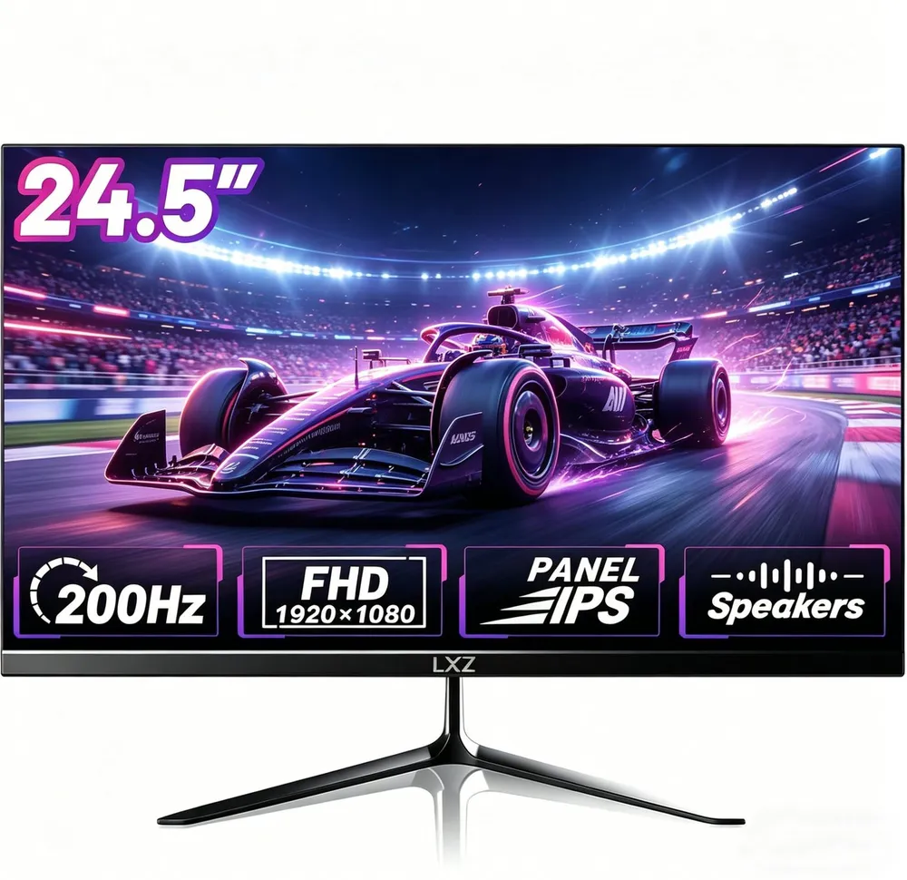 LXZ 24.5 Zoll, FHD 1080p, Fast IPS Panel, 200Hz Gaming-Monitor (63 cm/24.5 ", 1920 x 1080 px, FHD, 1 ms Reaktionszeit, 200 Hz, LED, 200Hz, HDR 10, Integrierten Lautsprecher, FreeSync & G-Sync)