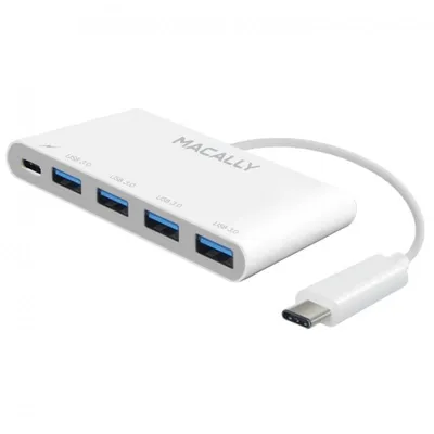 Macally UC3HUB4C USB-C 3.1 auf 4 USB-A-Anschlüsse und 1 USB-C-Ladeanschlussadapter