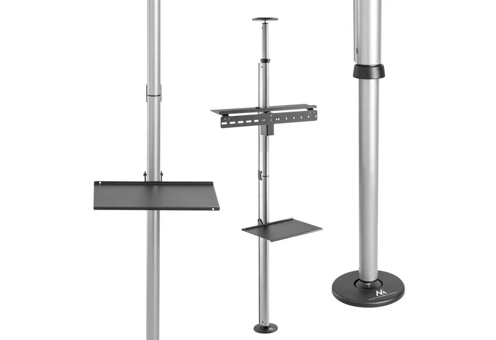 Maclean Halterung MC-791 TV Decken-Boden-Halterung 37-70 Zoll 30 kg, (bis 70 Zoll, VESA 600x400 360° drehbar mit Ablage)