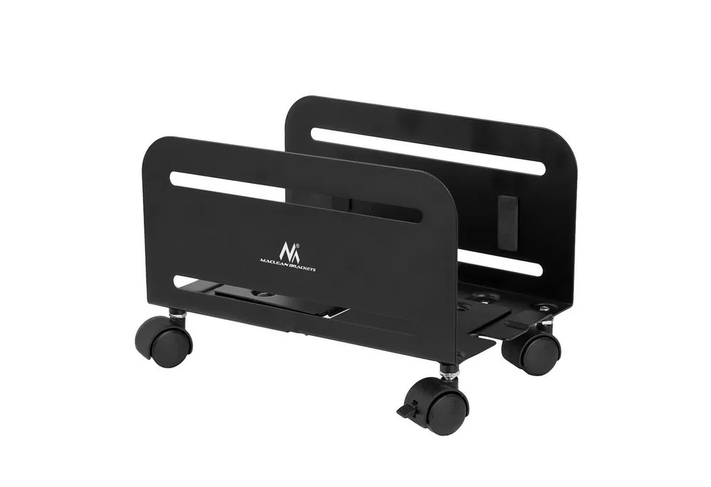 Maclean Halterung MC-851 PC Ständer mit Rollen universal CPU Halter bis 10 kg, (verstellbar, mobiler Computer Rollwagen)