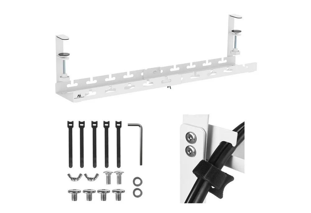 Maclean Kabelführung MC-103 Ausziehbare Kabelorganisation für den Schreibtisch, Untertisch-Kabelorganisation, max. 5kg Belastung, max. 728mm