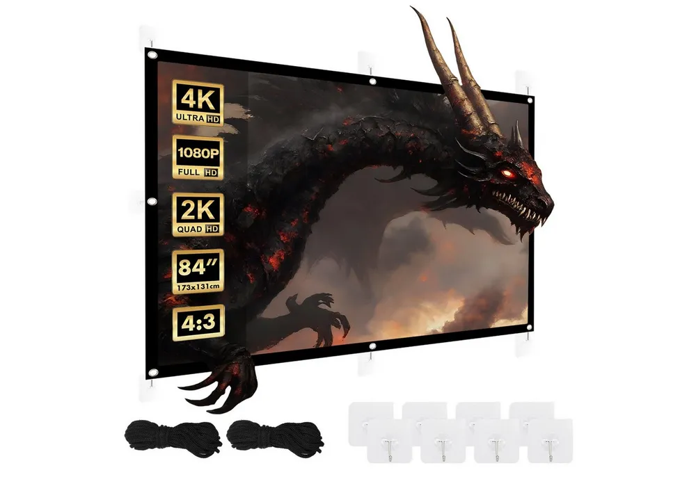 Maclean MC-166 Tragbare Projektionswand 84'' 4:3 175x131cm 4K Rahmenleinwand