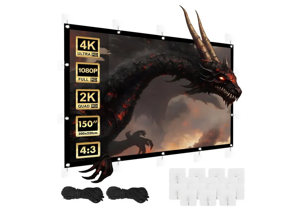 Maclean MC-168 Tragbare Projektionswand 150'' 4:3 300x220cm Rahmenleinwand (25mm Rand)