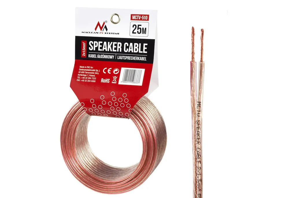 Maclean MCTV-510 Audio-Kabel, (2500 cm), Lautsprecherkabel 25 m