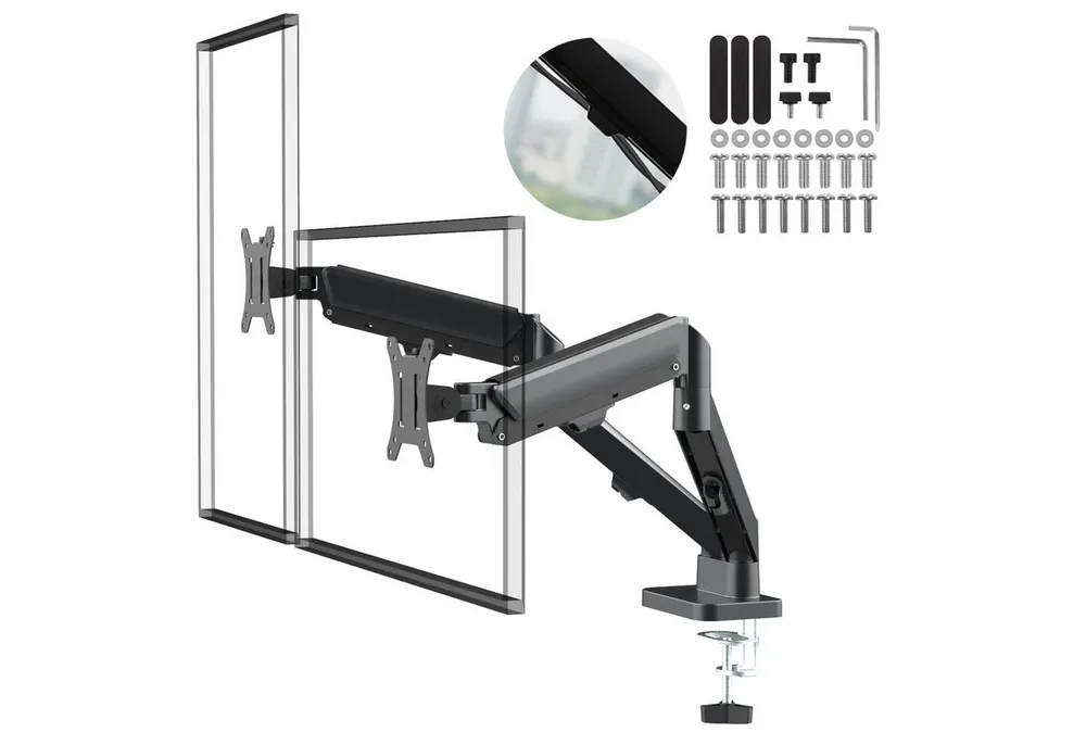 Maclean Monitor-Halterung MC-134 Halterung für 2 Monitore 17-32'' 10kg, (bis 32 Zoll, Große Bewegungsfreiheit und individuelle Positionierung jedes Monitors)