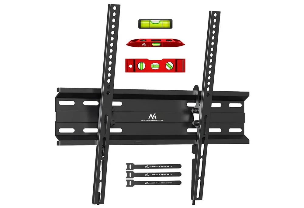 Maclean TV-Wandhalterung MC-748A, (bis 70,00 Zoll, Wasserwaage, 3 Kabelklemmen, Satz Befestigungsschrauben, Wandhalterung für 32-70'' TV neigbar 45 kg)