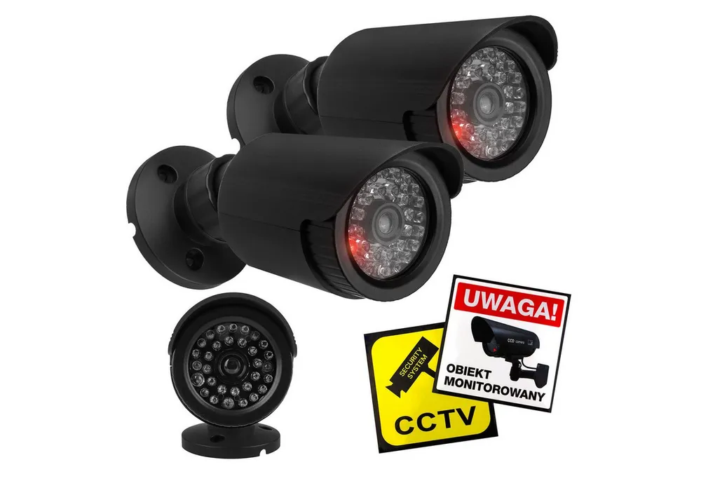 Maclean Überwachungskamera Attrappe IR1800 IR-Kameraattrappe mit blinkender LED-Leuchte (2-tlg., Attrappe einer Röhrenkamera)