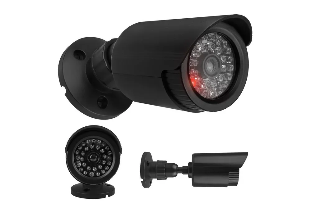 Maclean Überwachungskamera Attrappe IR1800 IR-Kameraattrappe mit blinkender LED-Leuchte (1-tlg., Attrappe einer Röhrenkamera)