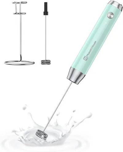 Maestri House Milchaufschäumer wiederaufladbarer Milchaufschäumer 2 Schneebesen,LunaFro, tragbar, elektrisch, wasserdicht, abnehmbarer Edelstahl-Schneebesen