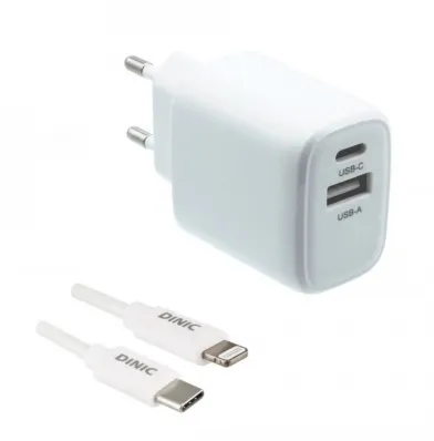 USB C+A Lade-Set 20W, PD, weiß, 1m Lightning/USB-C