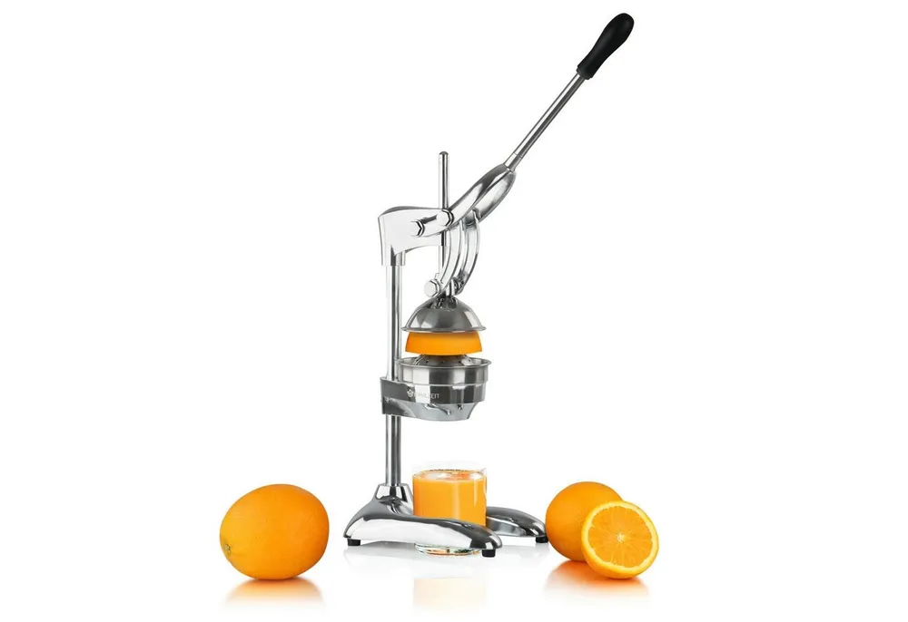 Mahlzeit Entsafter Edelstahl Saftpresse CORDOBA, silber, manueller Entsafter, für hartes Obst und Gemüse, sehr leise, leichte Reinigung
