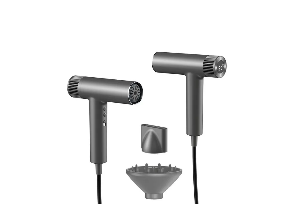 Maity Ionic-Haartrockner Hochgeschwindigkeits bürstenloser Motor,300 Mio Ionen,60m/s Luftstrom, 1500 W, LED-Anzeige, Geräuscharm,Superleicht, Grau/Weiß