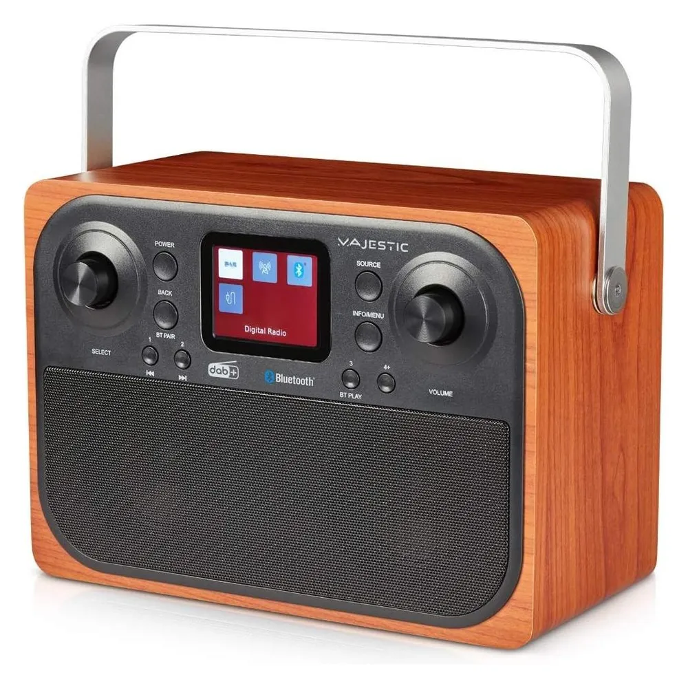 Majestic Neu RT-197 DAB Radio Digitaluhr Schwarz, Holz