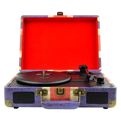 Majestic Neu TT-43 BT/USB/SD/AX Plattenspieler mit Riemenantrieb Blau, Rot, Weiss
