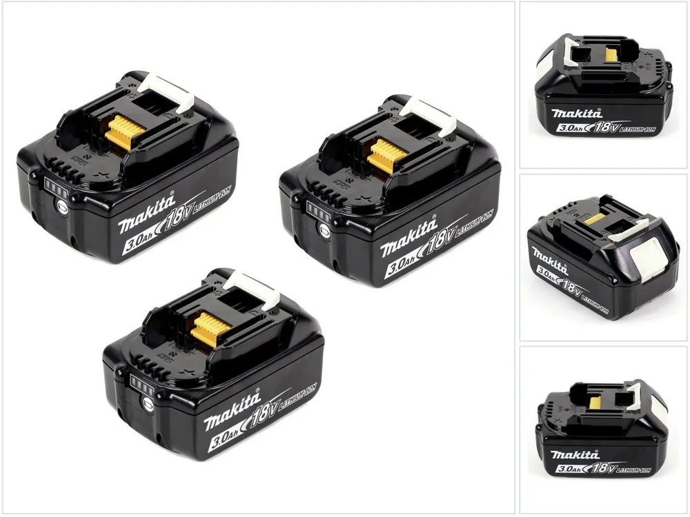 Makita 3x BL 1830 B 18V - 3 Ah / 3000 mAh Li-Ion Akku mit LED Anzeige Akkupacks