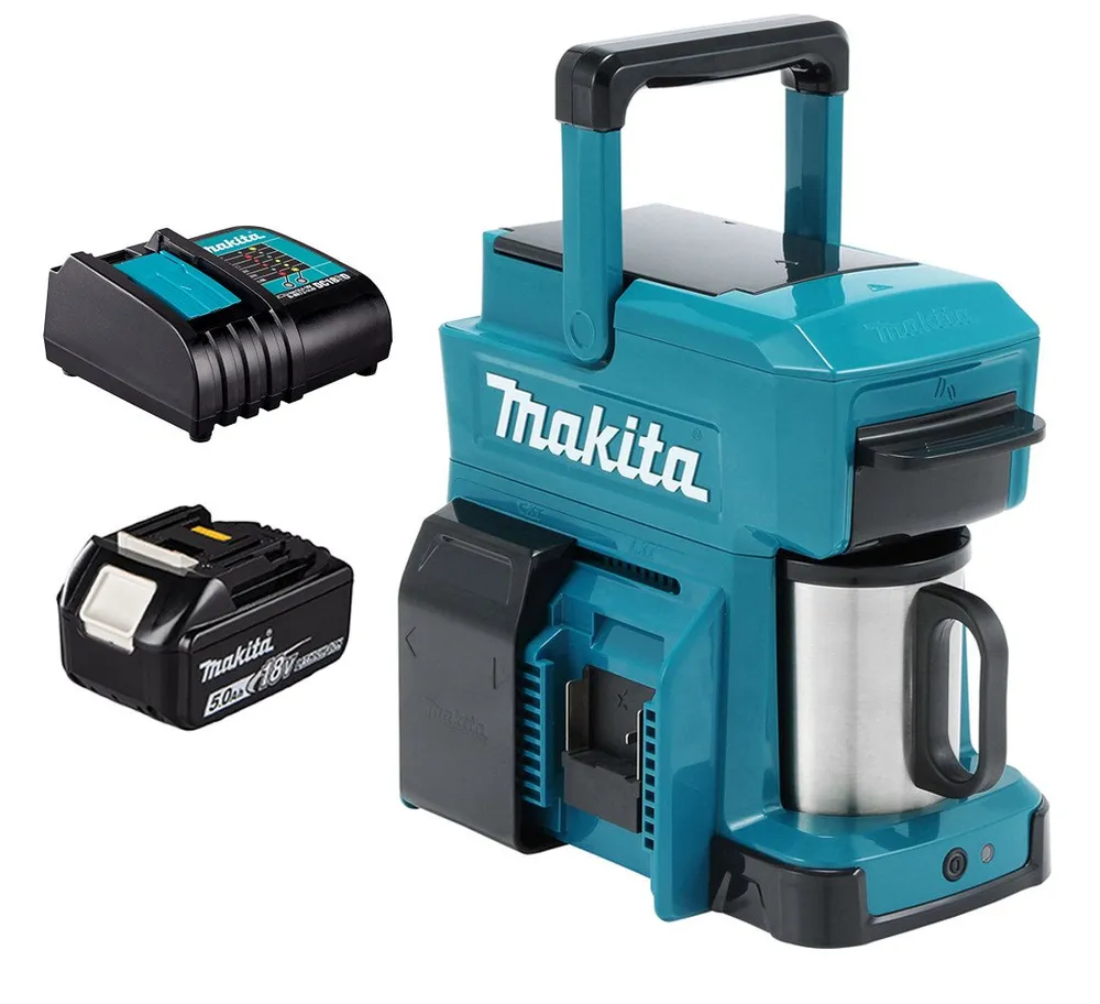 Makita Reisekaffeemaschine DCM501, mit Akku 5 Ah und Ladegerät DC18SD