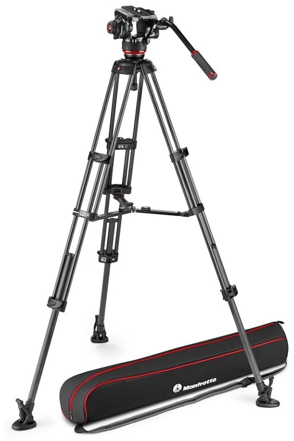 Manfrotto Fluid-Videokopf 504X mit Carbonfaser-Doppelrohrstativ MS