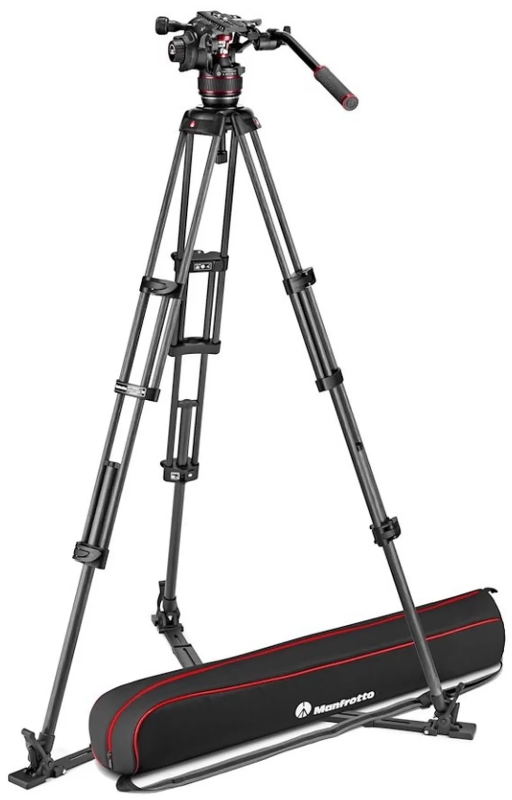 Manfrotto Nitrotech 608 Carbon VIdeo-Stativ mit Bodenspinne