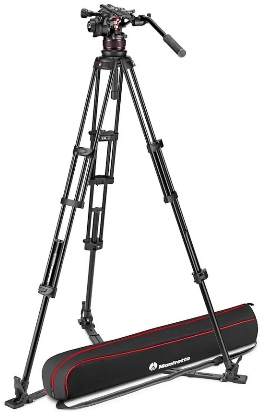 Manfrotto Nitrotech 612 Aluminium Video-Stativ mit Bodenspinne