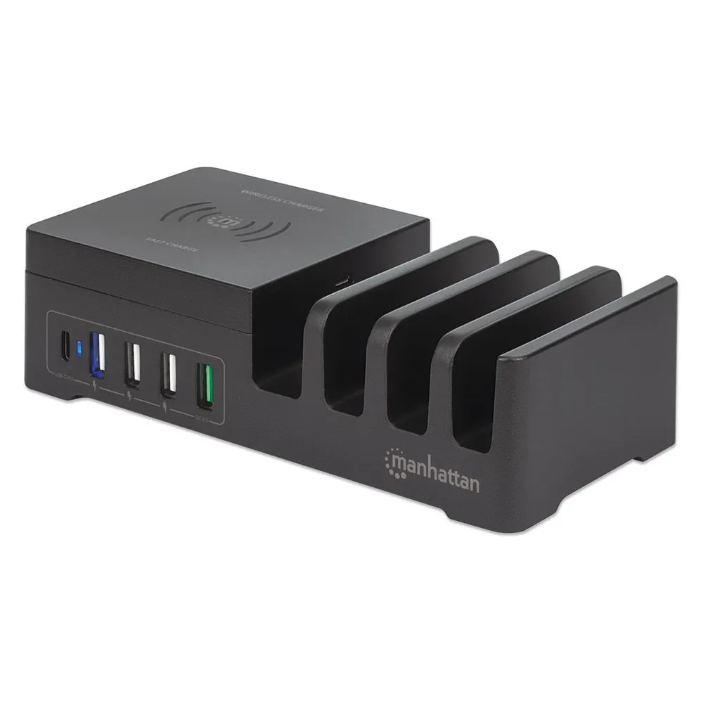 Manhattan Power Delivery Charging Station with Qi Wireless Charging Pad