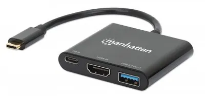 Manhattan USB-C Dock/Hub | 130622 | Ports (x3): HDMI - USB-A and USB-C