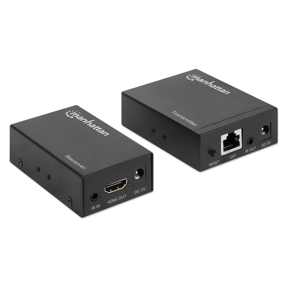 Manhattan HDMI over Ethernet Extender Kit Signalverstaerker 1080p bis zu 50 m ueber ein Cat6-Netzwerkkabel...