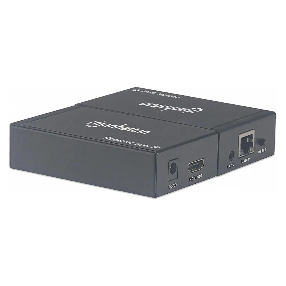 Manhattan 1080p HDMI over IP Extender Kit Verlaengert das 1080p-Signal mit einem Switch und einem Netzwerkk...