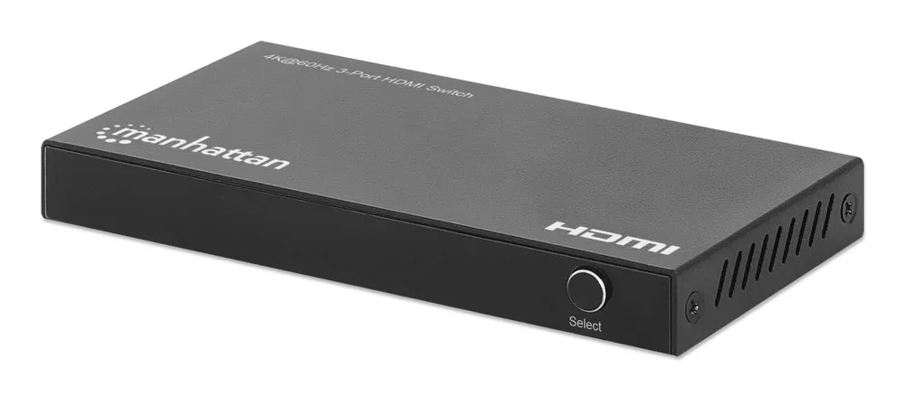 HDMI Switch Manhattan 208222 3 Ports 4K 60Hz HDR USB-C Metall Schwarz