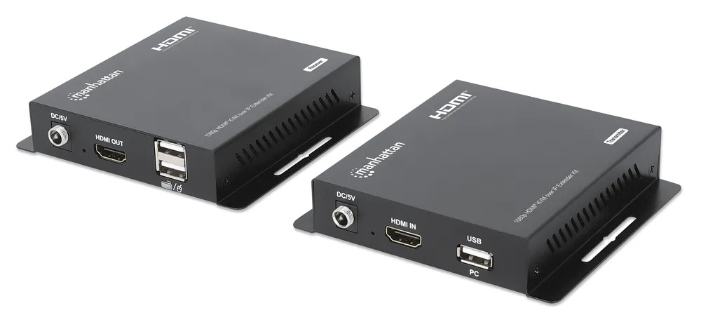 KVM Switch Manhattan HDMI 1080p über IP 120 m Cat6 USB-A Schwarz