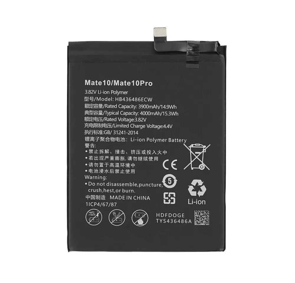 Akku für Huawei P20 Pro Mate20 Mate10 Pro HB436486ECW 4000mAh Batterie Handy-Akku (1 St)