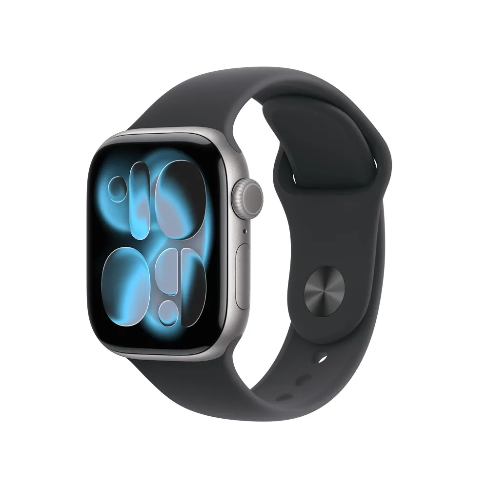 Apple Watch Series 11 GPS + Cellular 46mm Space Grau Aluminium Case mit schwarzem Sport Band - S/M