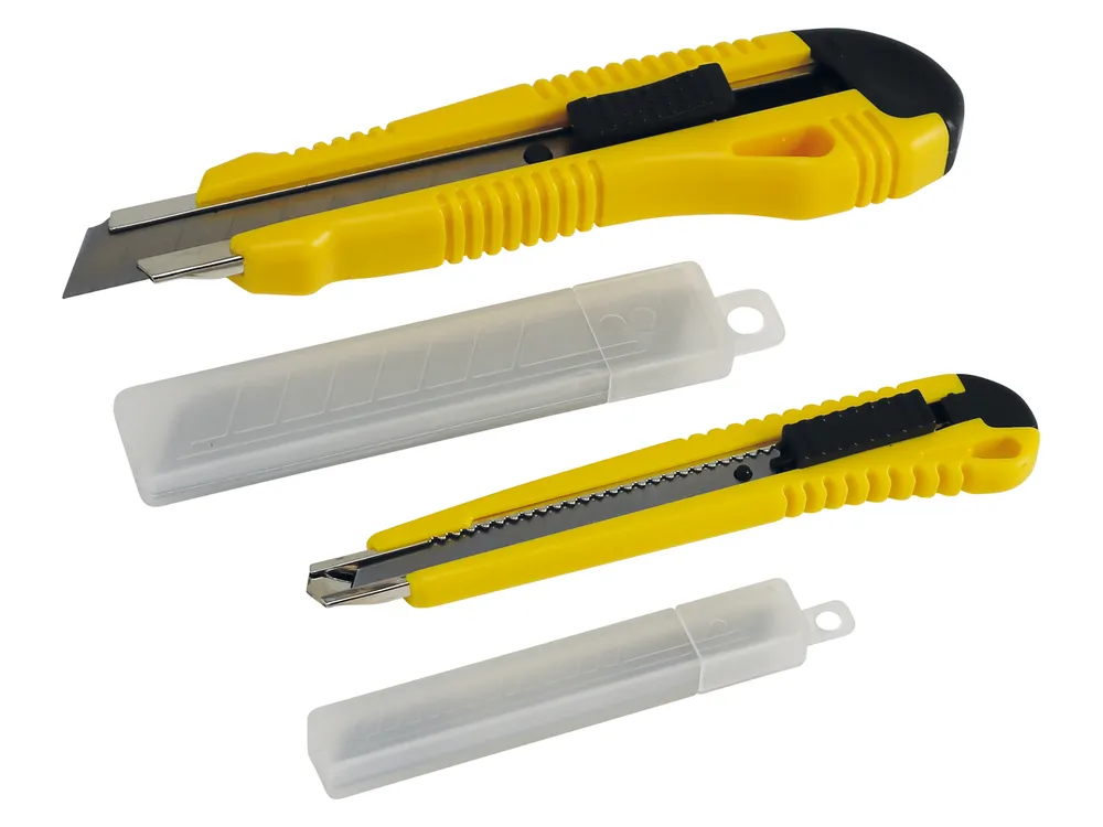 Cuttermesser Set, 9 mm, 18 mm, Inklusive Ersatzklingen, 2 Stück