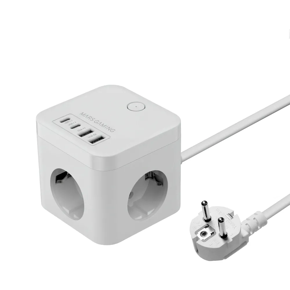 Ladegerät Mars Gaming MD-CUBE35 Powercube 3x Schuko 4x USB PD 35W GaN Weiß