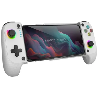 Mars Gaming MGPX Gamepad Dual Vibration Turbo Funktion Bluetooth 5.0 RGB Weiß für Android und IOS