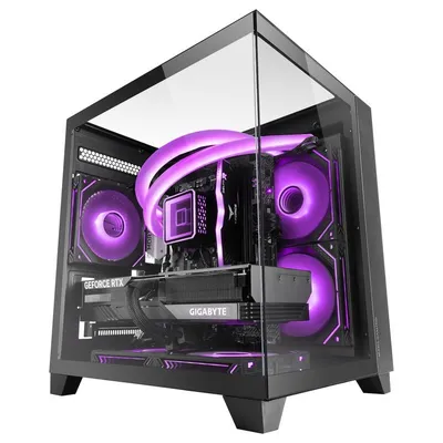 Mars Gaming Mc-3cm MicroATX-Gehäuse, 3D-Ansicht, dreifach gehärtetes Glas, doppelseitige Kammer, schwarz