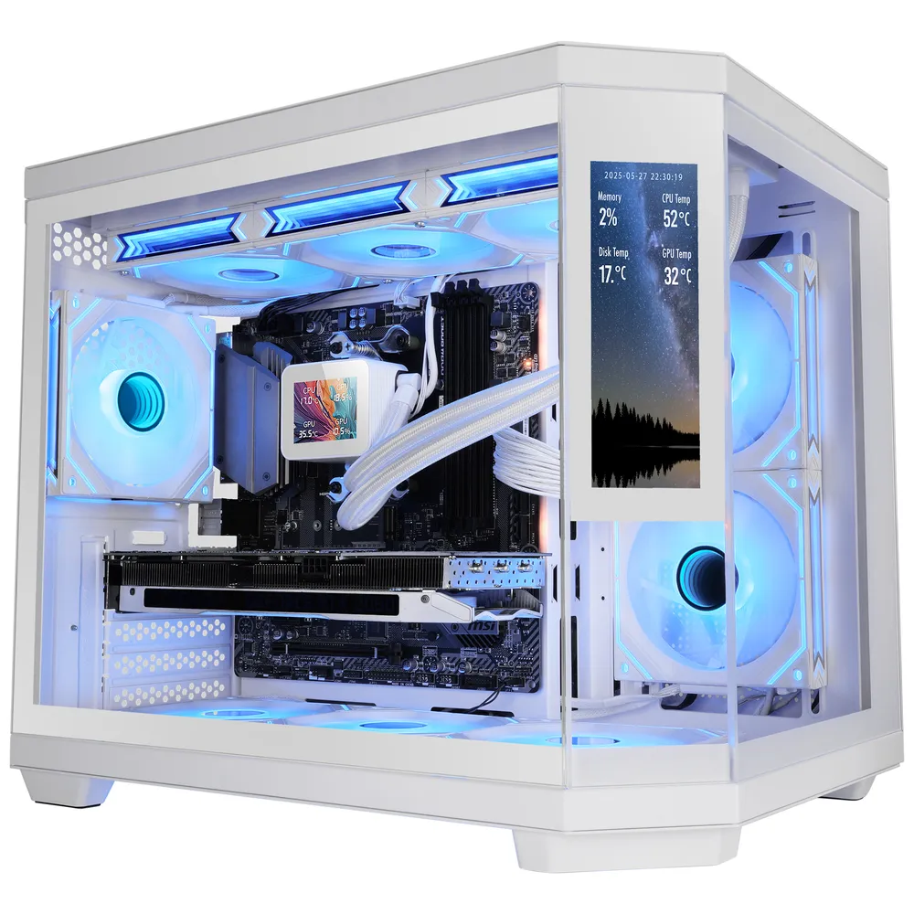 Gehaeuse Mars Gaming MC-3TCORELCDM IPS 7.2" Display, gehartetes Glas, Micro-ATX