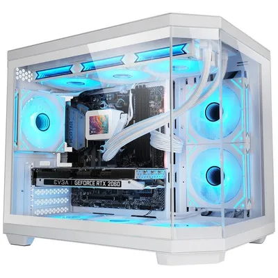 Mars Gaming MC-3TCOREM Custom MicroATX Gaming-Gehäuse, dreifach gehärtetes Glas, Doppelkammer, USB-C, weiß