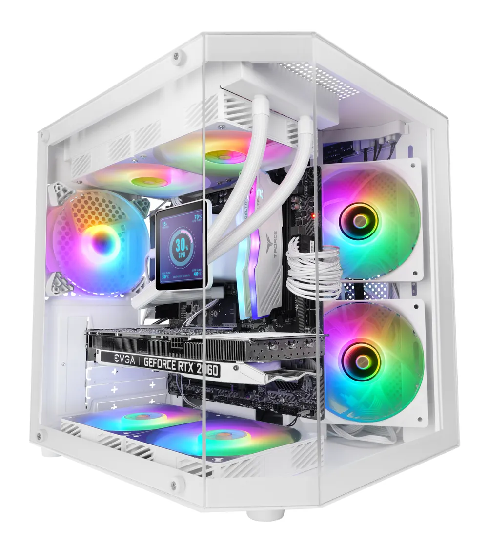 Mars Gaming Mc-3tlite Micro-ATX-Gaming-Gehäuse, dreifach gehärtetes Glas, 120 mm Frgb-Lüfter, weiß