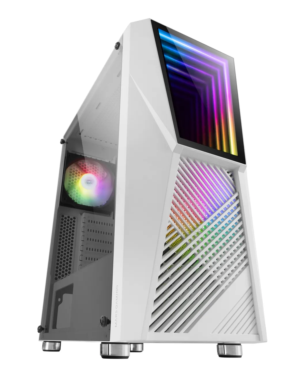 Mars Gaming MC777 Infinity Mirror ARGB gehärtetes Glas USB 3.0 Weiß