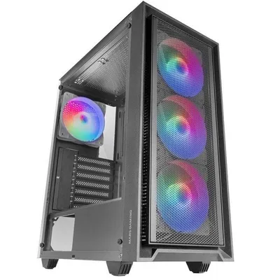 Mars Gaming MC-AIR ATX Gaming-Gehäuse, 4x FRGB 12cm Lüfter, Mesh-Front, gehärtetes Glas, schwarz