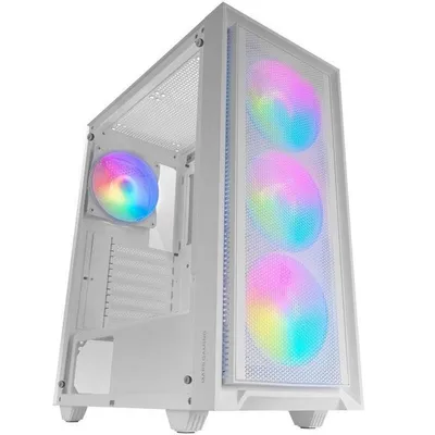 Mars Gaming MC-AIR ATX-Gaming-Gehäuse, 4 x FRGB-Lüfter, 12 cm Frontnetz, gehärtetes Glas, Weiß