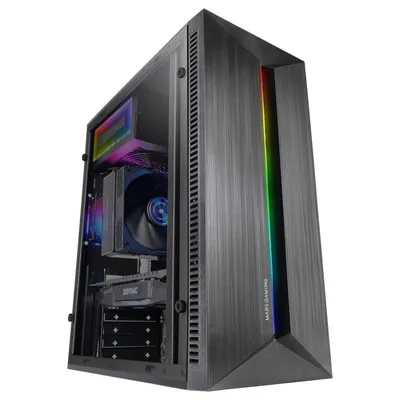 Mars Gaming Mc-blaze ATX PC-Gehäuse, 80 mm Frgb-Lüfter, Front-RGB-LED-Streifen, Schwarz