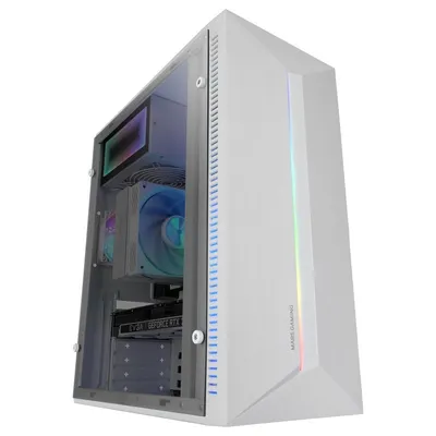 Mars Gaming Mc-blaze ATX PC-Gehäuse, 80 mm Frgb-Lüfter, Front-RGB-LED-Streifen, Weiß