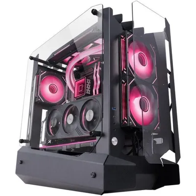 Mars Gaming MC-Edge ATX Gaming-Gehäuse, Open-Air-Design, dreifach gehärtetes Glas, USB-C, USB 3.0, schwarz