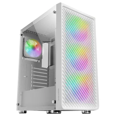 Mars Gaming MC-F ARGB Semi Tower, gehärtetes Glas, USB 3.2, Weiß